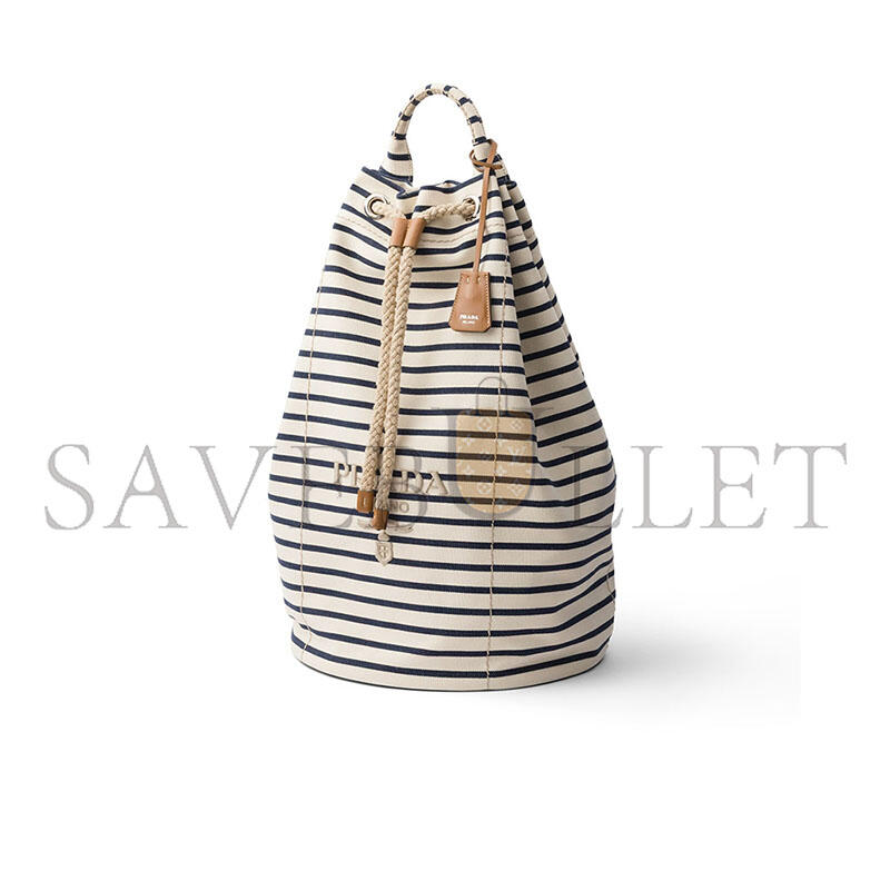 PRADA STRIPED CANVAS DRAWSTRING DUFFLE BAG 2VY011 (55*34*34cm)